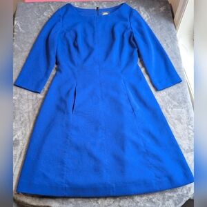 Vince Camuto A Line Dress Size 6 Cobalt Blue Crepe Classy Career Modern Formal